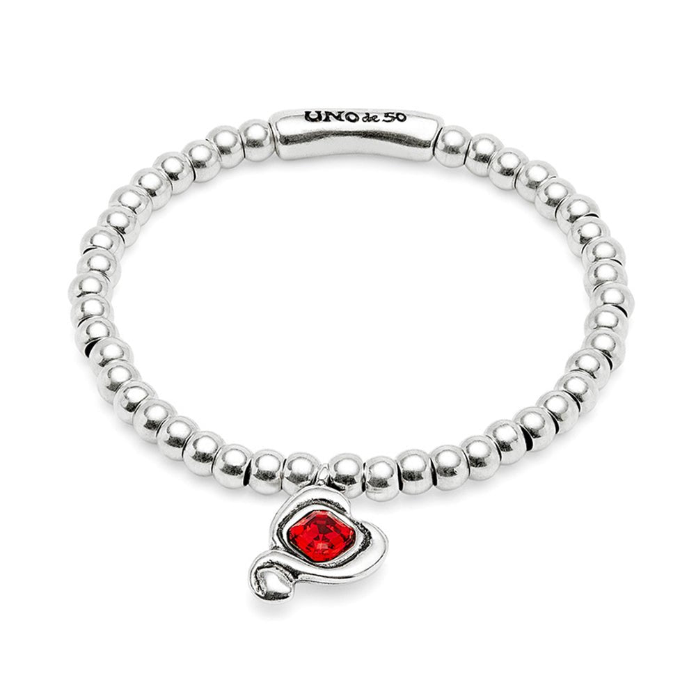 Unode50 Sterling Silver - Plated Heart Crystal Bracelet - MococoUNOde50PUL2514ROJMTL0MBracelets