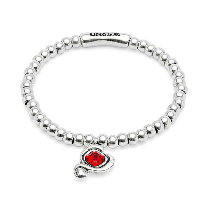 Unode50 Sterling Silver - Plated Heart Crystal Bracelet - MococoUNOde50PUL2514ROJMTL0MBracelets