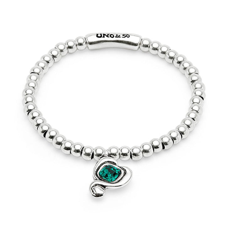 Unode50 Sterling Silver - Plated Heart Crystal Bracelet - MococoUNOde50PUL2514VRDMTL0MBracelets