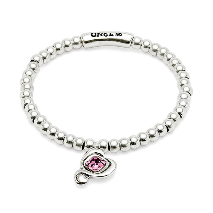 Unode50 Sterling Silver - Plated Heart Crystal Bracelet - MococoUNOde50PUL2514RSAMTL0MBracelets