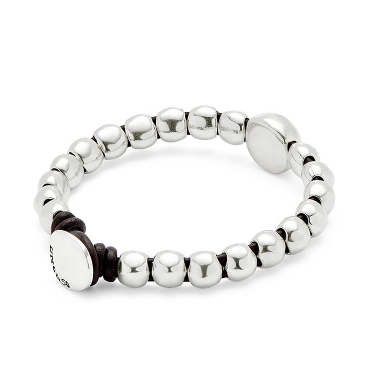 UNOde50 Sterling Silver - Plated Leather Beaded Bracelet - MococoUNOde50PUL2523MTL0000MBracelets