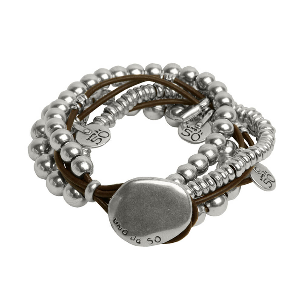 UNOde50 Sterling Silver - Plated Leather Bracelet - MococoUNOde50PUL0524MTBracelets