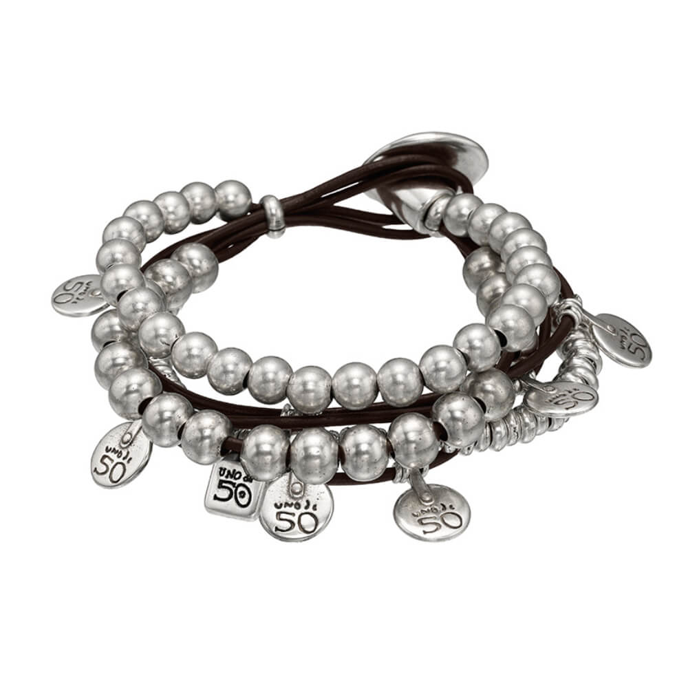 UNOde50 Sterling Silver - Plated Leather Bracelet - MococoUNOde50PUL0524MTBracelets