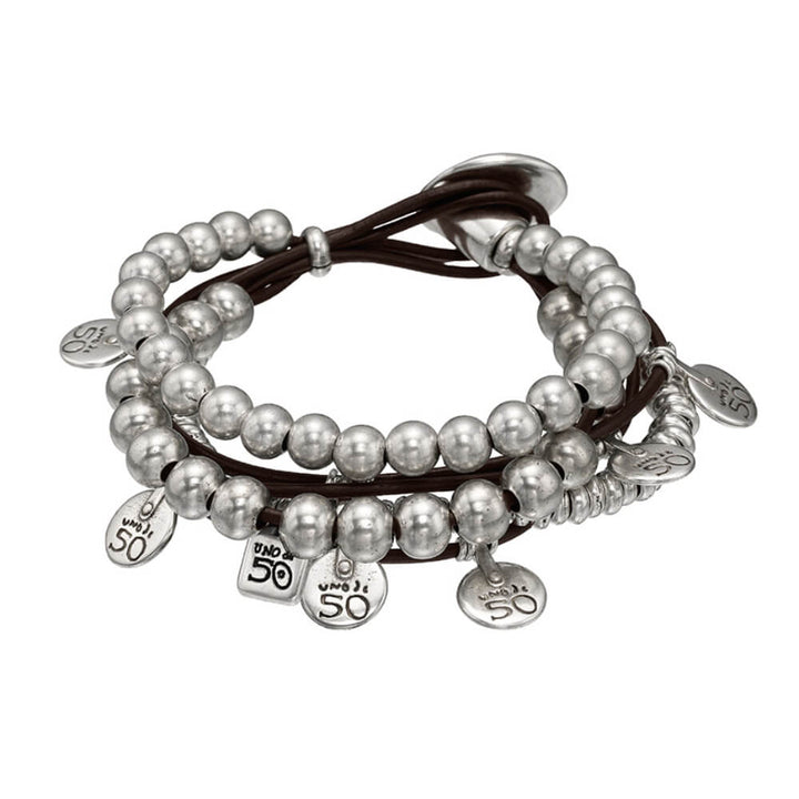 UNOde50 Sterling Silver - Plated Leather Bracelet - MococoUNOde50PUL0524MTBracelets