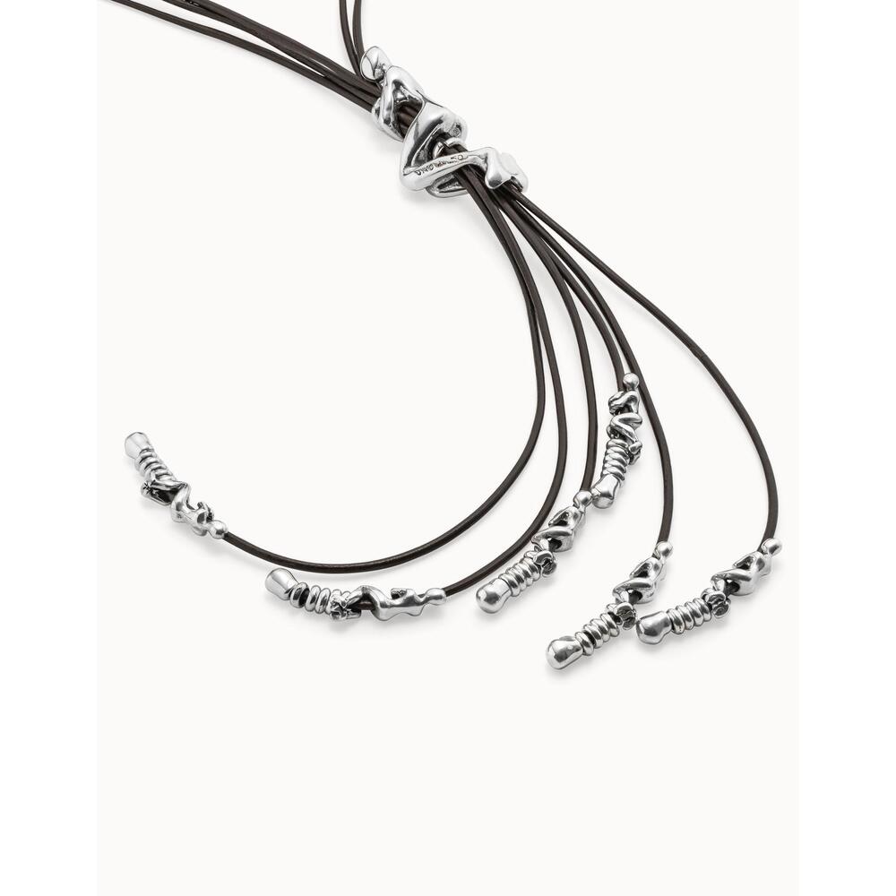 UNOde50 Sterling Silver - Plated Leather Necklace - MococoUNOde50COL1056MARMTLNecklace
