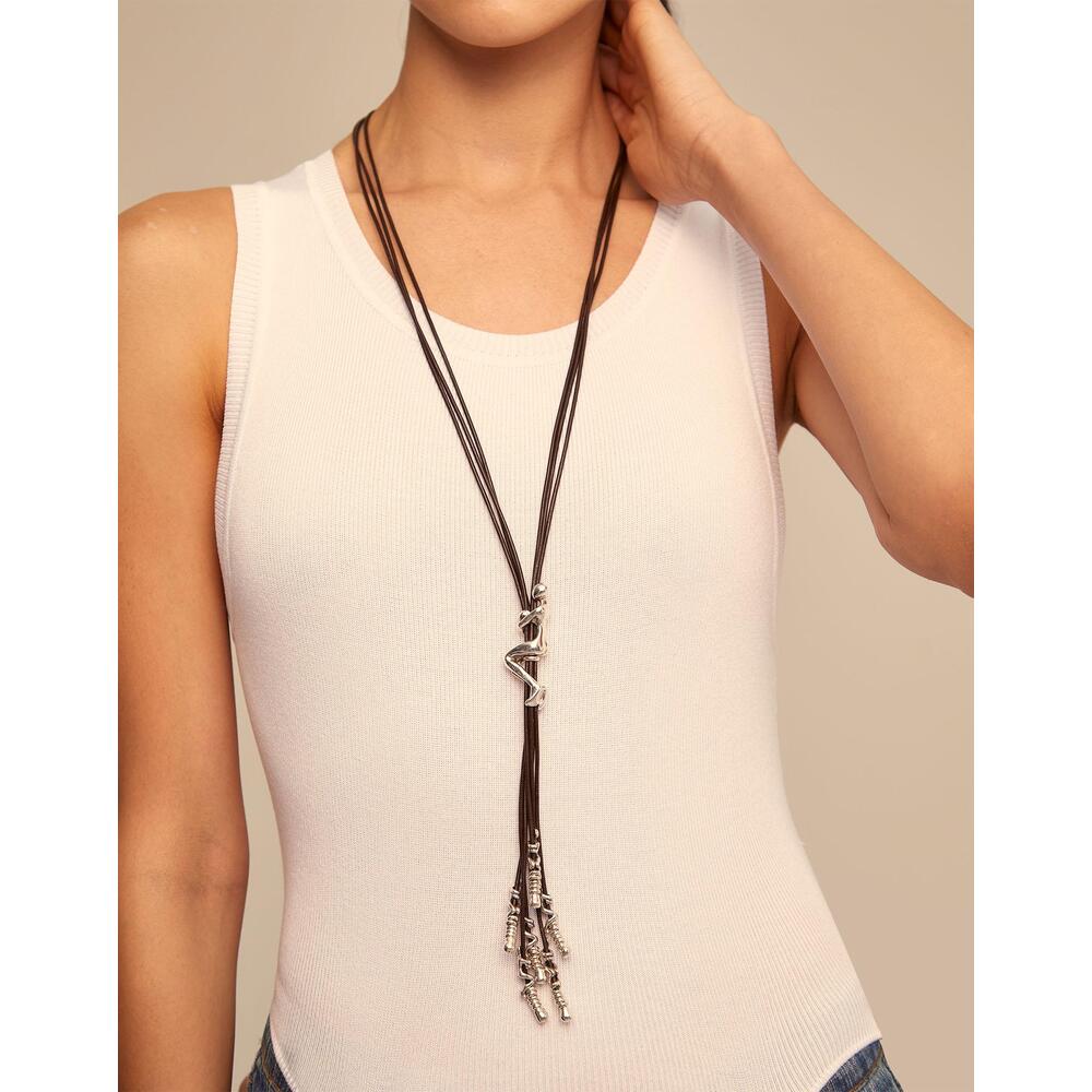 UNOde50 Sterling Silver - Plated Leather Necklace - MococoUNOde50COL1056MARMTLNecklace