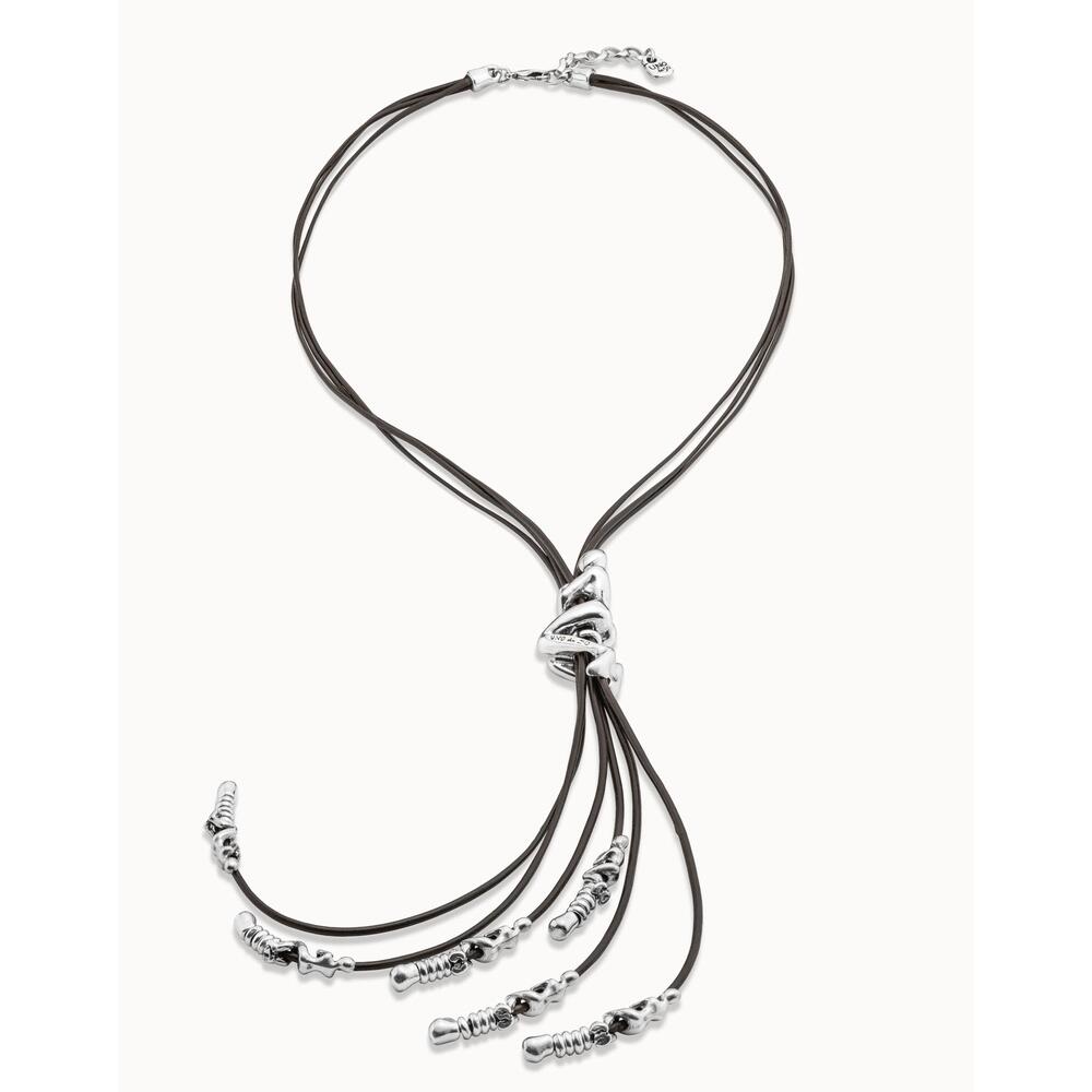 UNOde50 Sterling Silver - Plated Leather Necklace - MococoUNOde50COL1056MARMTLNecklace