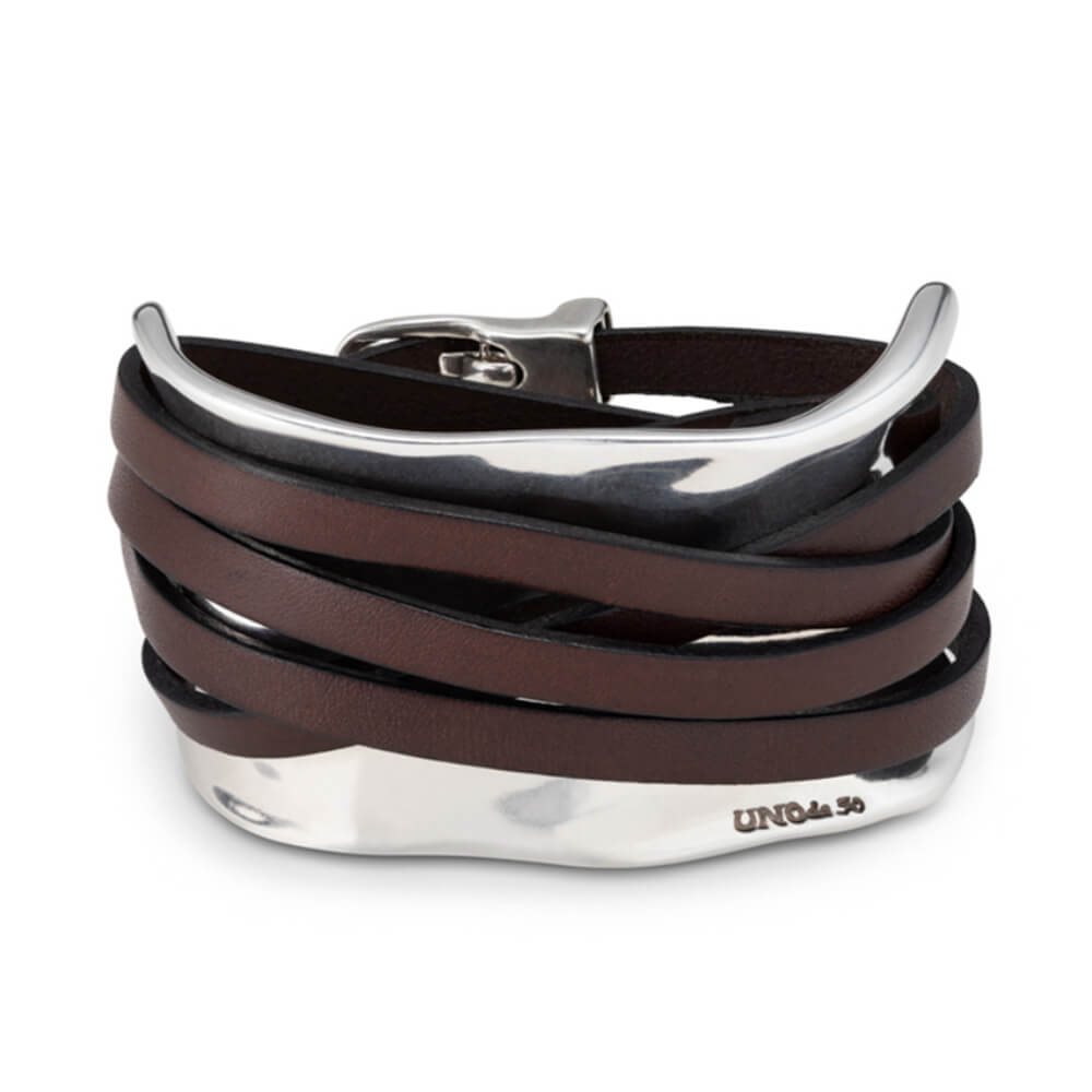 UNOde50 Sterling Silver - Plated Leather Straped Bracelet - MococoUNOde50PUL0227MAR XBracelets