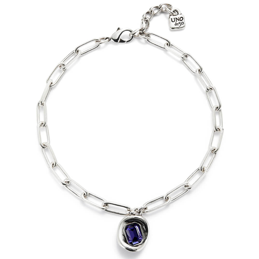 UNOde50 Sterling Silver - Plated Links and Purple Crystal Chain - MococoUNOde50COL1945MORMTL0UNecklaces