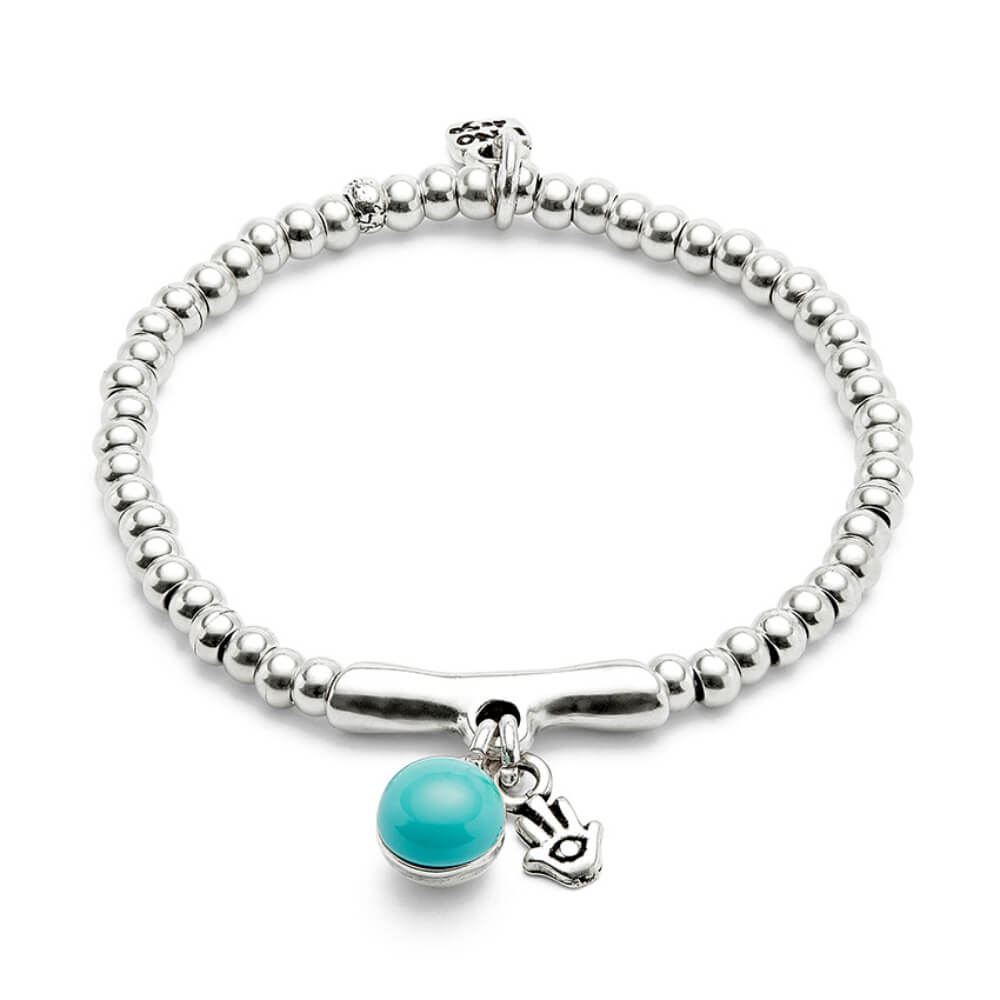 UNOde50 Sterling Silver - Plated Murano Glass and Hamsa Beaded Bracelet - MococoUNOde50PUL2534TURMTL0MBracelets