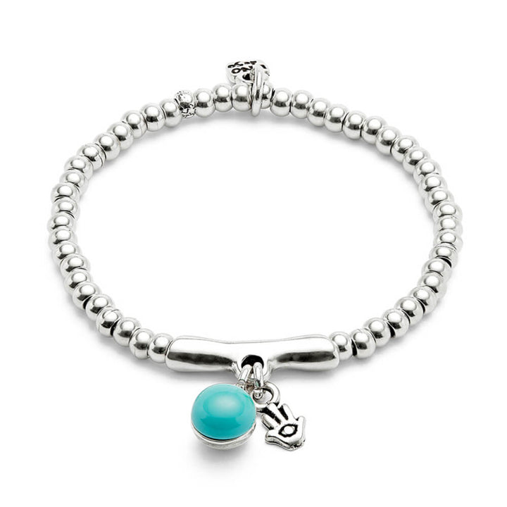 UNOde50 Sterling Silver - Plated Murano Glass and Hamsa Beaded Bracelet - MococoUNOde50PUL2534TURMTL0MBracelets