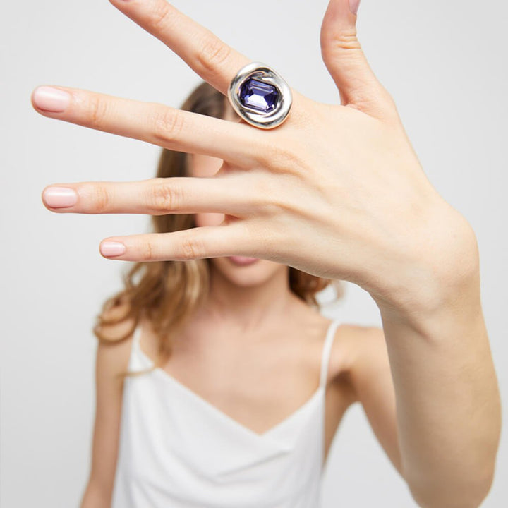 UNOde50 Sterling Silver - Plated Purple Crystal Ring - MococoUNOde50ANI0826MORMTL12Rings
