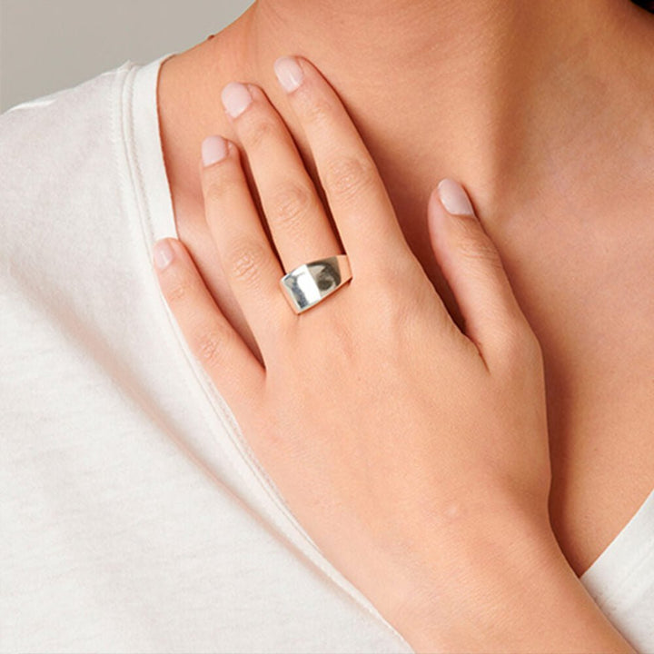 UNOde50 Sterling Silver - Plated Square Surface Ring - MococoUNOde50ANI0600MTL00018Rings