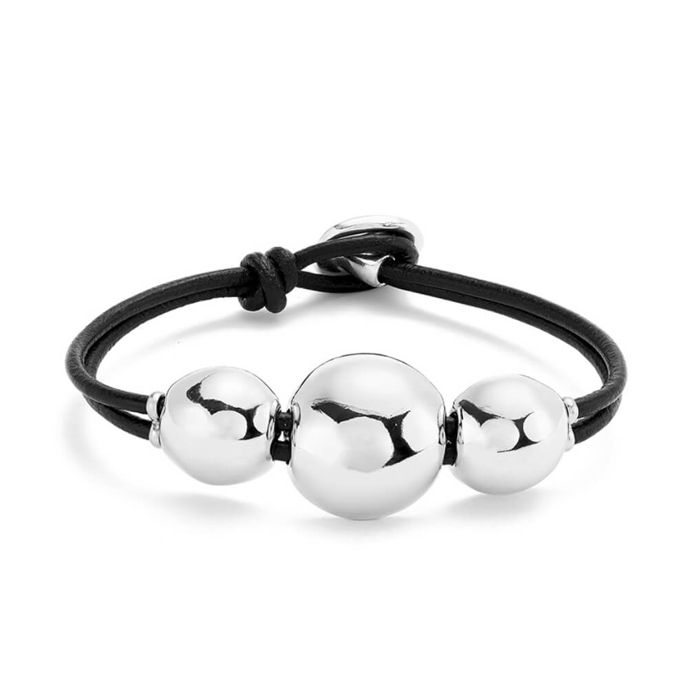 UNOde50 Sterling Silver - Plated Three Large Beaded Leather Bracelet - MococoUNOde50PUL2522MARMTL0MBracelets
