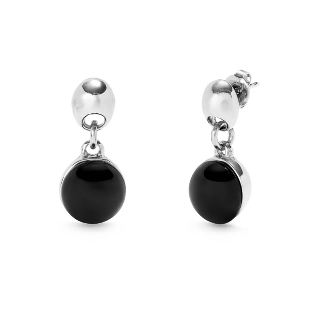 UNOde50 Sterling Silver - Plated Two Beads and Black Murano Glass Earrings - MococoUNOde50PEN0995NGRMTL0UEarrings