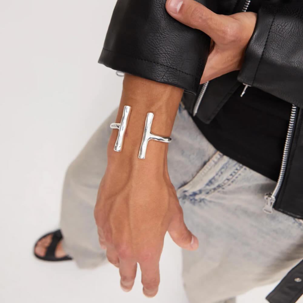 UNOde50 Sterling Silver - Plated Two Long Tubes Bangle Bracelet - MococoUNOde50PUL2444MTL0000MBracelets