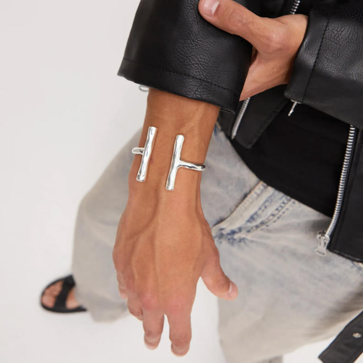 UNOde50 Sterling Silver - Plated Two Long Tubes Bangle Bracelet - MococoUNOde50PUL2444MTL0000MBracelets