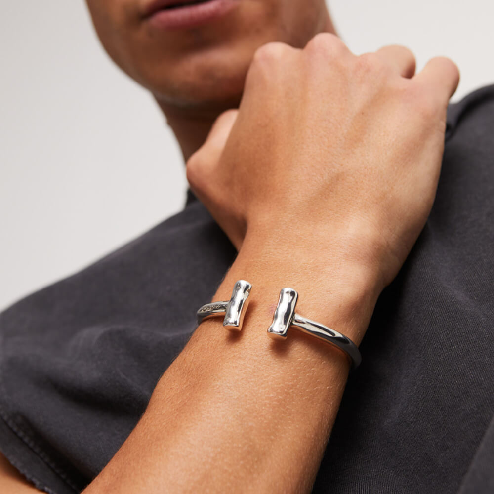 UNOde50 Sterling Silver - Plated Two Tubes Bangle Bracelet - MococoUNOde50PUL2443MTL0000MBracelets