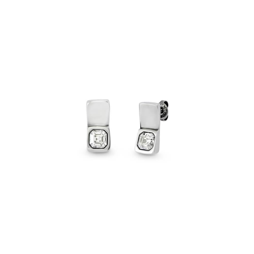 UNOde50 Sterling Silver - Plated White Crystal Rectangular - Shaped Earrings - MococoUNOde50PEN0965BLNMTL0UEarrings