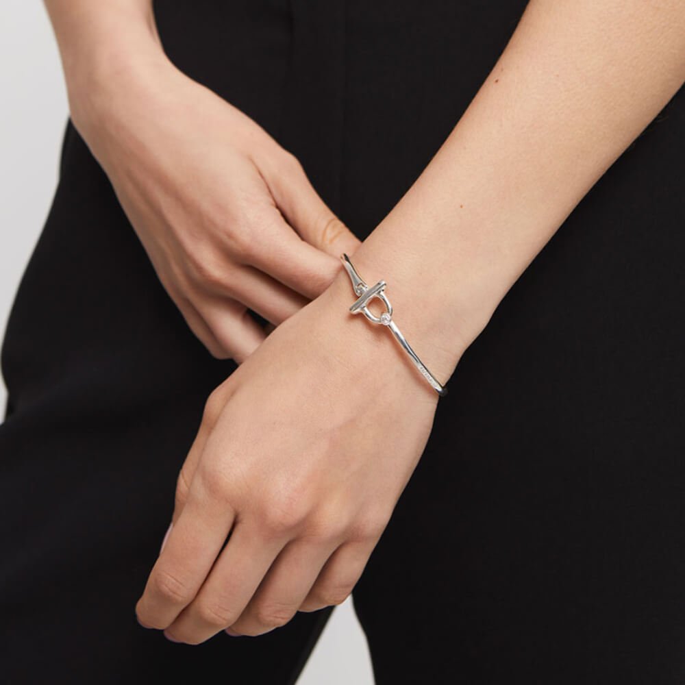 UNOde50 Sterling Silver - Plated White Topaz Bangle Bracelet - MococoUNOde50PUL2449BLNMTL0MBracelets