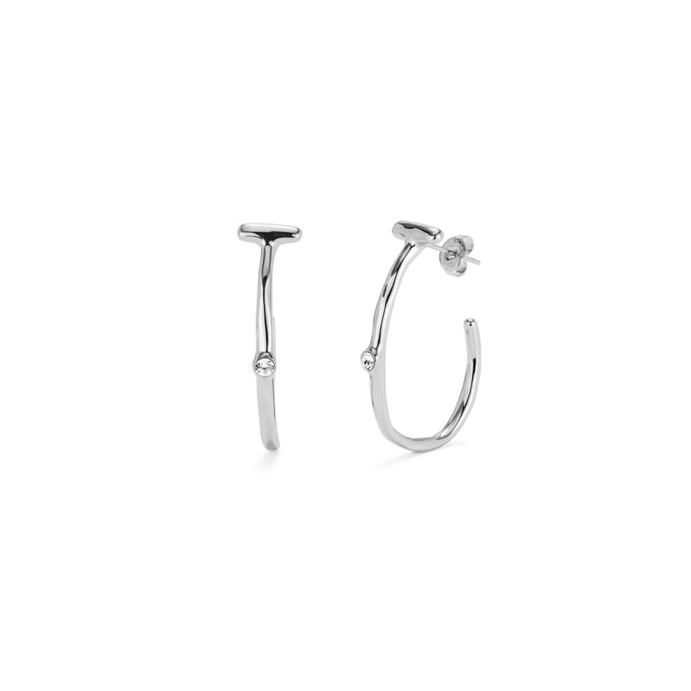 UNOde50 Sterling Silver - Plated White Topaz Hoop Earrings - MococoUNOde50PEN0959BLNMTL0UEarrings