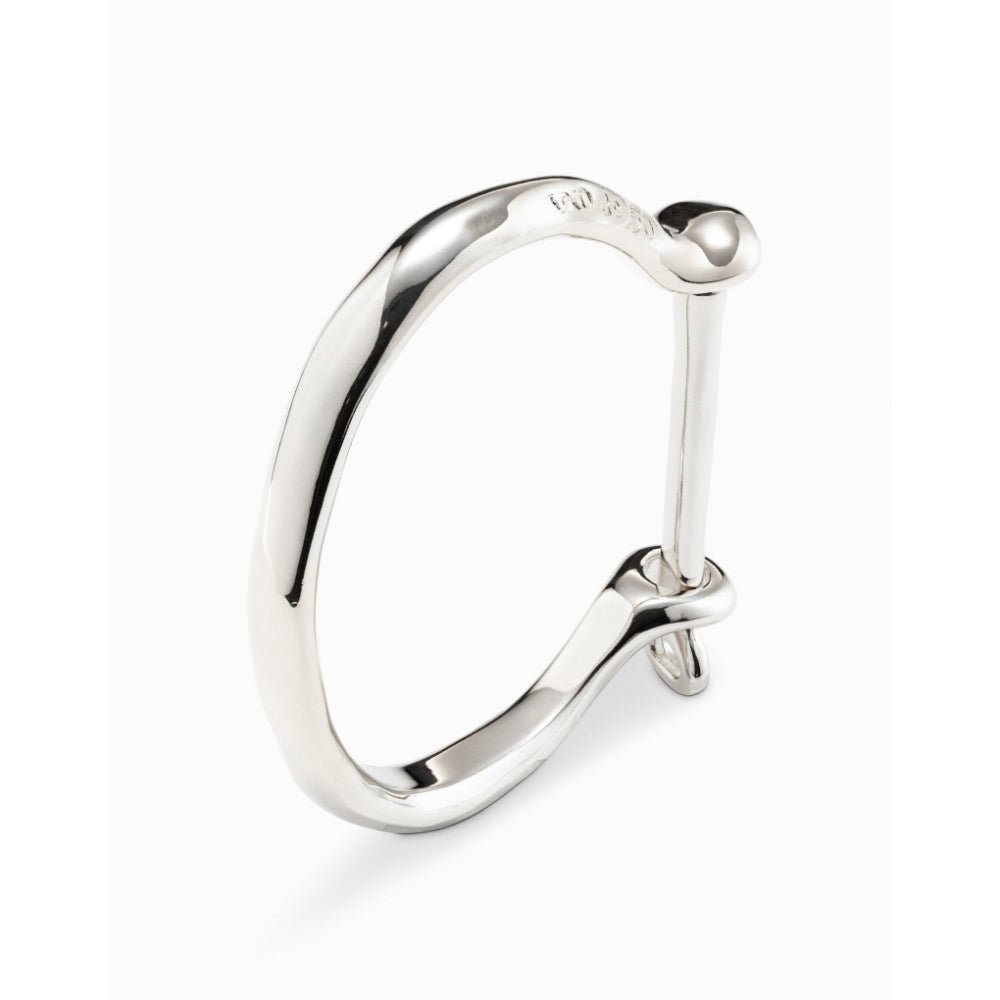 Unode50 Sterling Silver Shackle Shaped Clasp Bangle Bracelet - MococoUNOde50PUL1245MTLBracelets