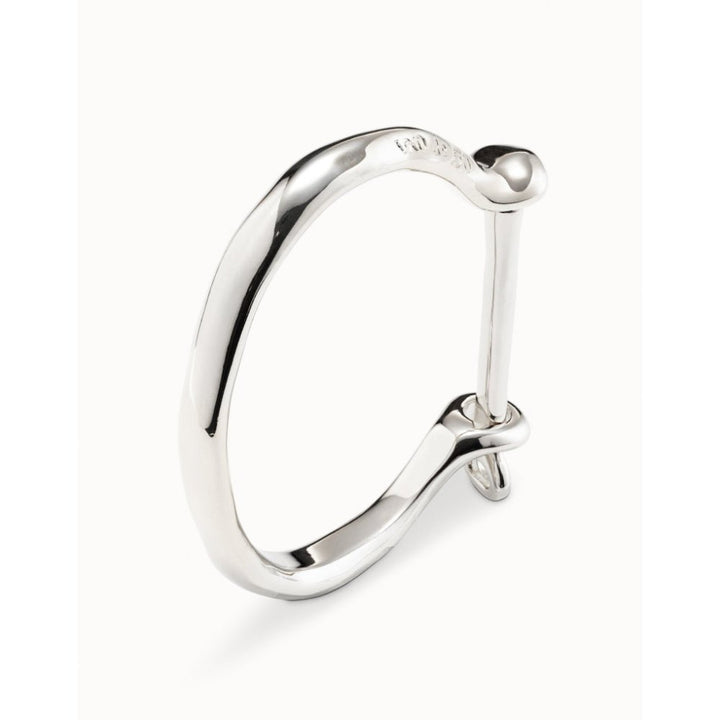 Unode50 Sterling Silver Shackle Shaped Clasp Bangle Bracelet - MococoUNOde50PUL1245MTLBracelets