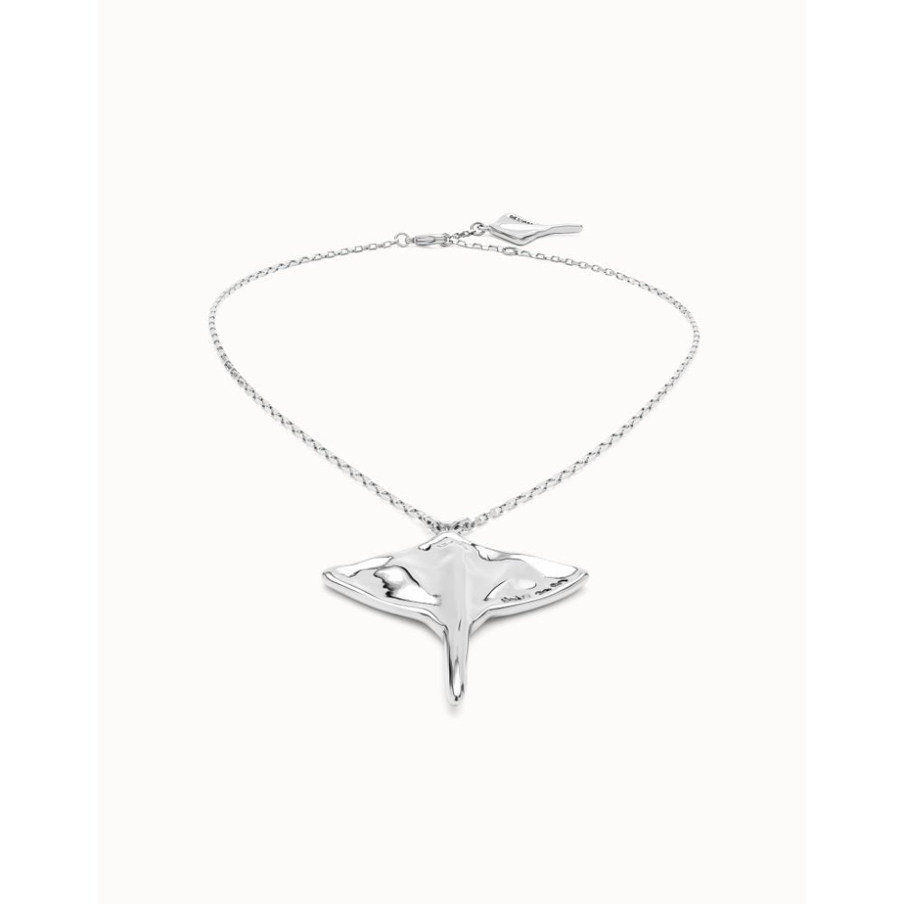 Unode50 Sterling Silver Short Chain Pendant Manta Ray Necklace - MococoUNOde50COL1930-UNecklaces