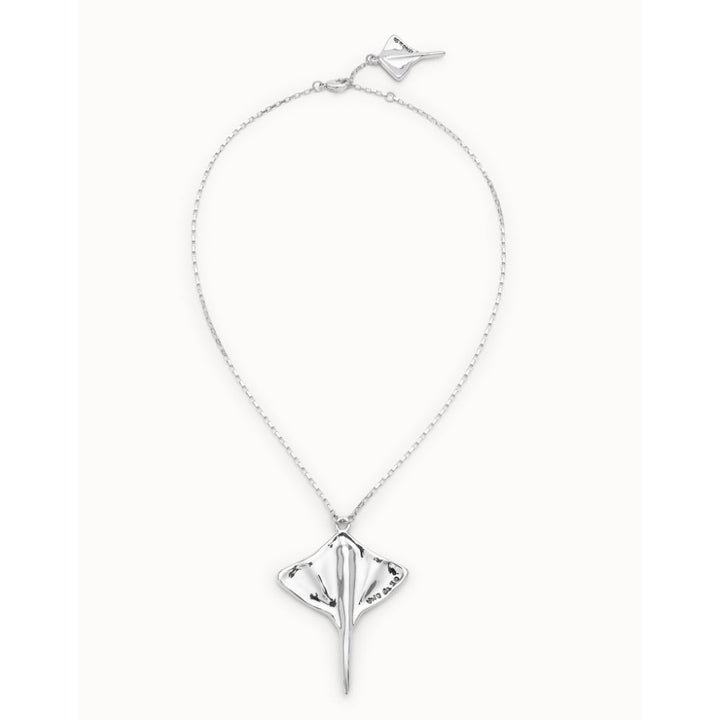 Unode50 Sterling Silver Short Chain Pendant Manta Ray Necklace - MococoUNOde50COL1930-UNecklaces