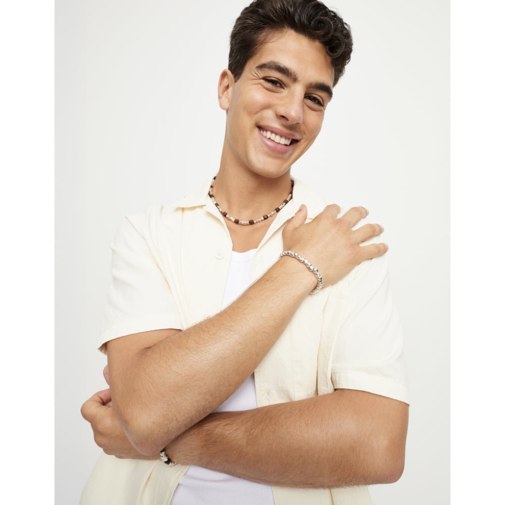 Unode50 Sterling Silver Stretch Beaded Bracelet - MococoUNOde50PUL2591MTL0000LBracelets