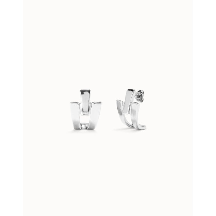 Unode50 Sterling Silver Triple - Curve Stud Earrings - MococoUNOde50PEN0979Earrings