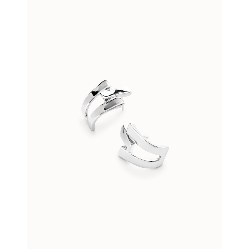 Unode50 Sterling Silver Triple - Curve Stud Earrings - MococoUNOde50PEN0979Earrings