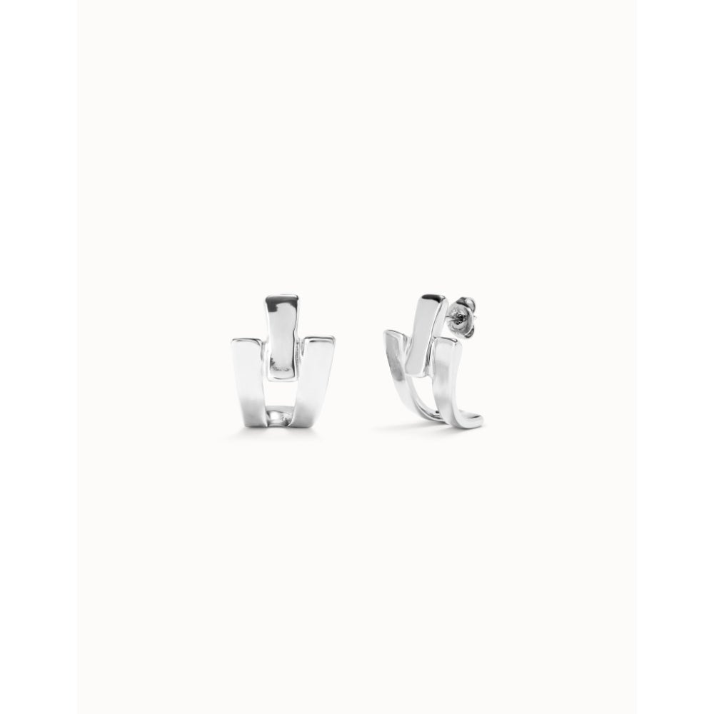 Unode50 Sterling Silver Triple - Curve Stud Earrings - MococoUNOde50PEN0979MTL0000UEarrings