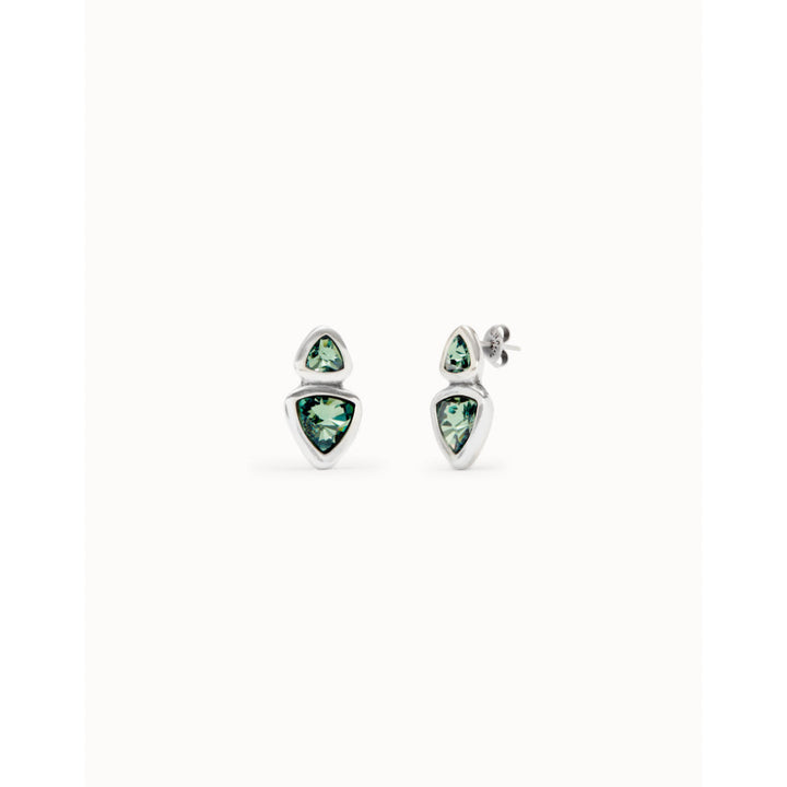 Unode50 Sterling Silver Two Green Crystals Drop Earring image