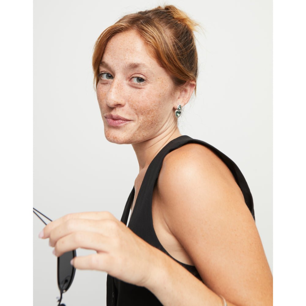 Unode50 Sterling Silver Two Green Crystals Drop Earring - MococoUNOde50PEN0982Earrings