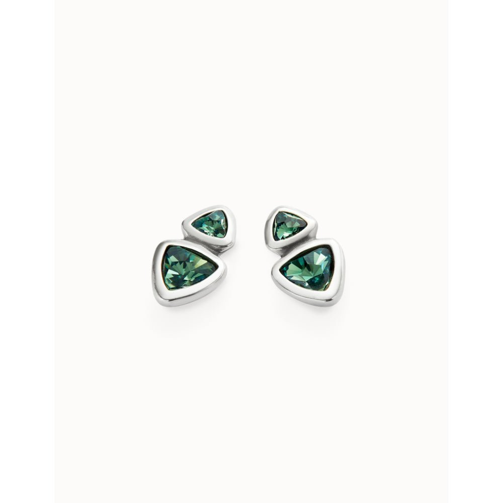 Unode50 Sterling Silver Two Green Crystals Drop Earring - MococoUNOde50PEN0982VRDMTL0UEarrings
