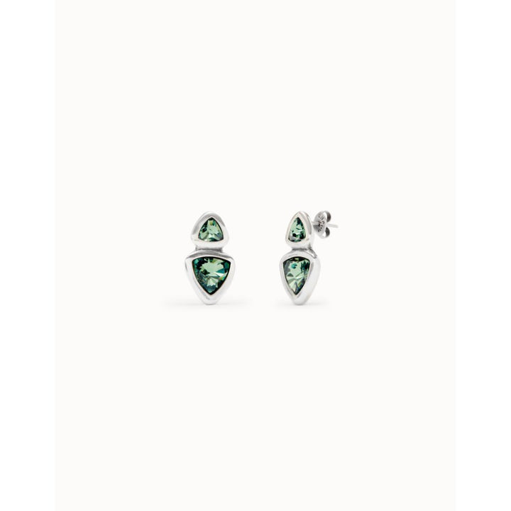 Unode50 Sterling Silver Two Green Crystals Drop Earring - MococoUNOde50PEN0982VRDMTL0UEarrings