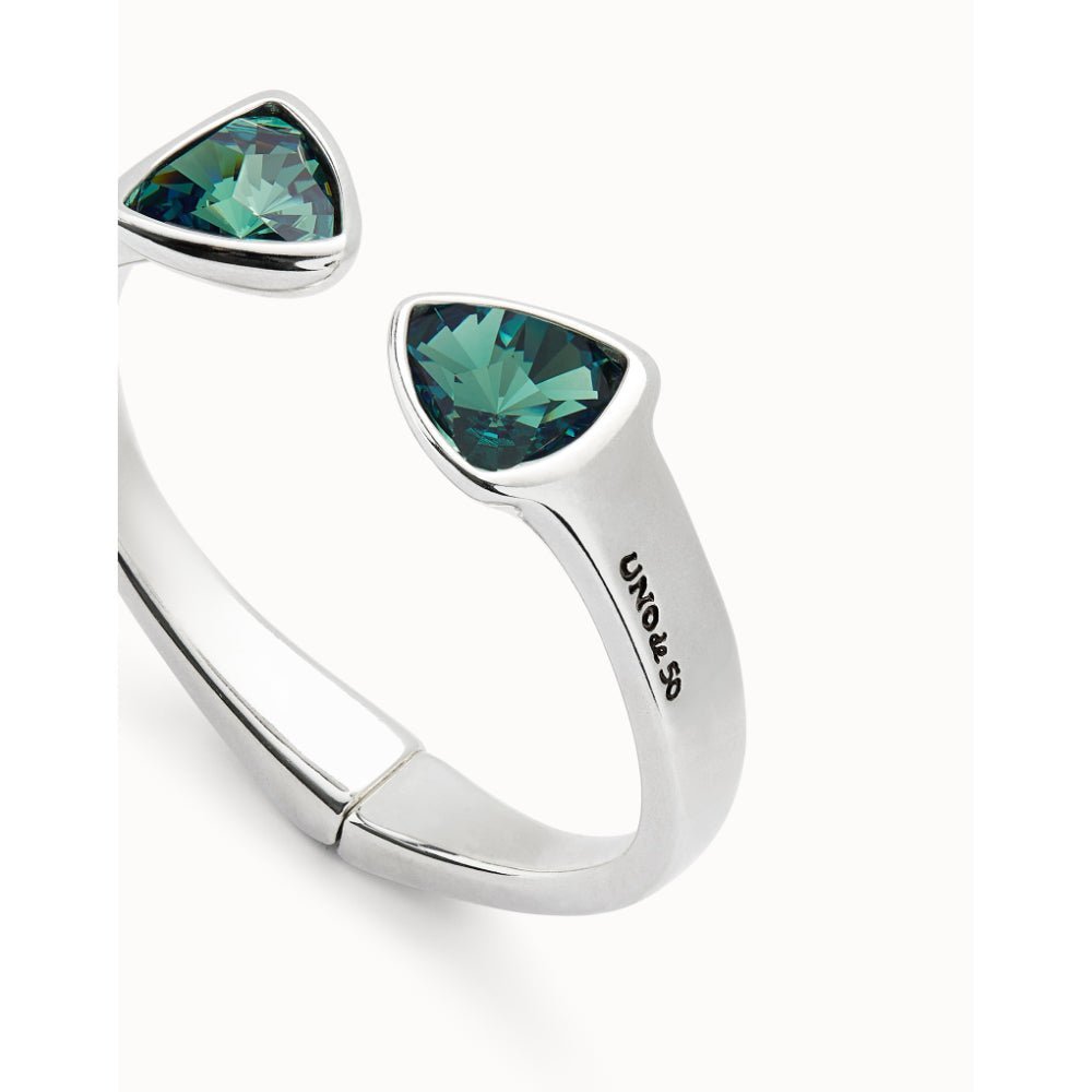 Unode50 Sterling Silver Two Multicolored Crystals Bangle Bracelet - MococoUNOde50PUL2511VRDMTL0MBracelets