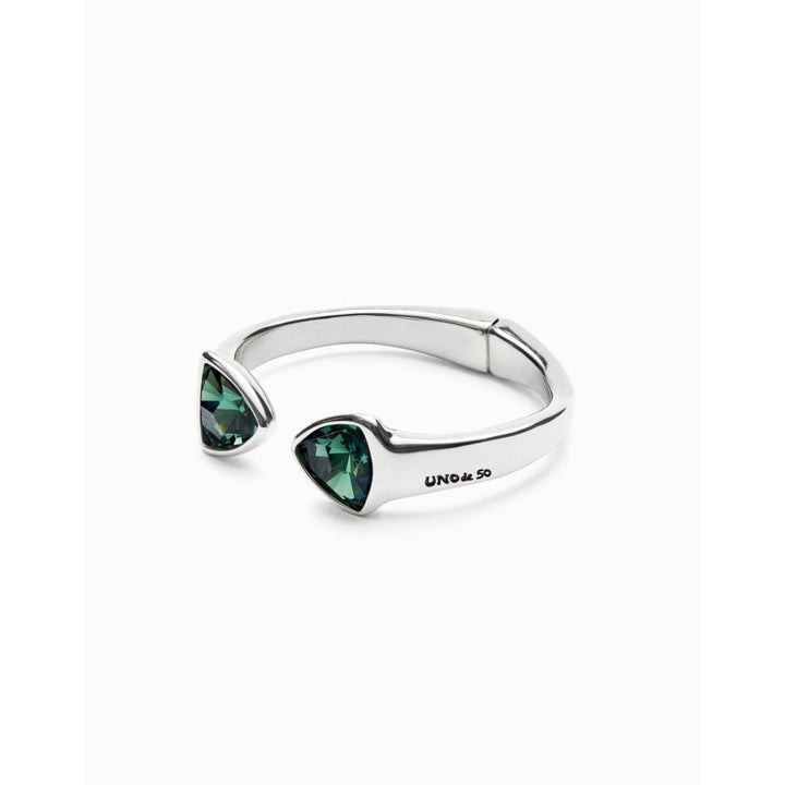 Unode50 Sterling Silver Two Multicolored Crystals Bangle Bracelet - MococoUNOde50PUL2511VRDMTL0MBracelets