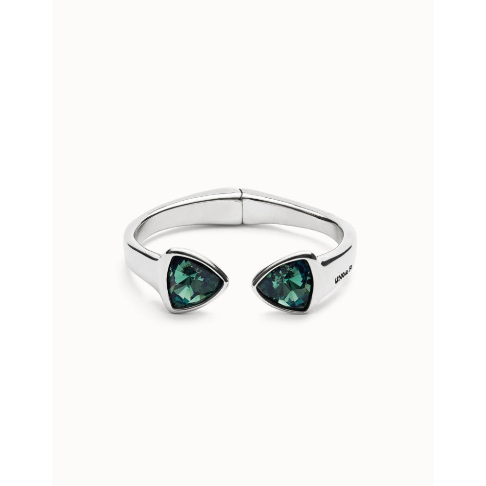 Unode50 Sterling Silver Two Multicolored Crystals Bangle Bracelet - MococoUNOde50PUL2511VRDMTL0MBracelets