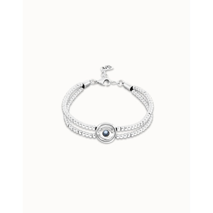 Unode50 Sterling Silver Two - Strand Beaded Blue an Eye - Shaped Charm Bracelet - MococoUNOde50PUL2599AZUMTL0MBracelets