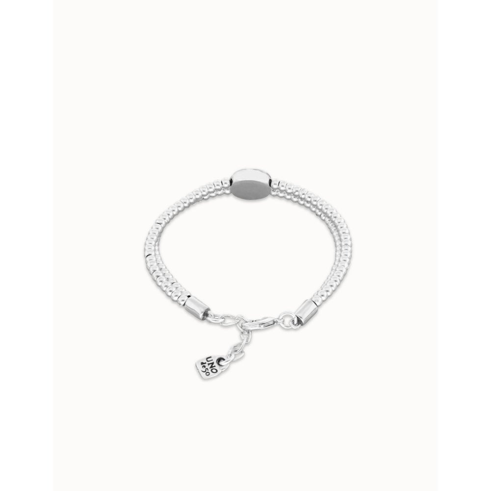 Unode50 Sterling Silver Two - Strand Beaded Blue an Eye - Shaped Charm Bracelet - MococoUNOde50PUL2599-M-SLV-BLBracelet