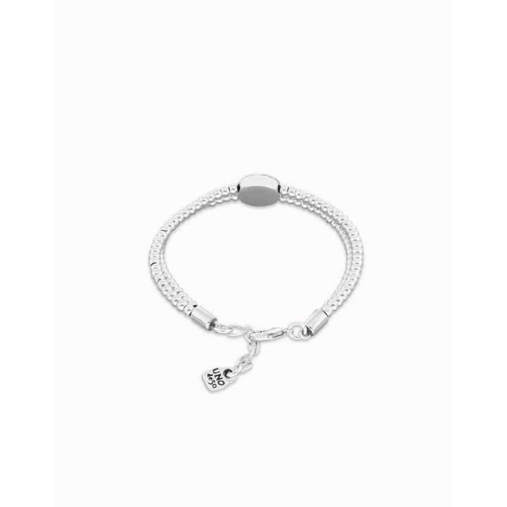 Unode50 Sterling Silver Two - Strand Beaded Blue an Eye - Shaped Charm Bracelet - MococoUNOde50PUL2599-M-SLV-BLBracelet