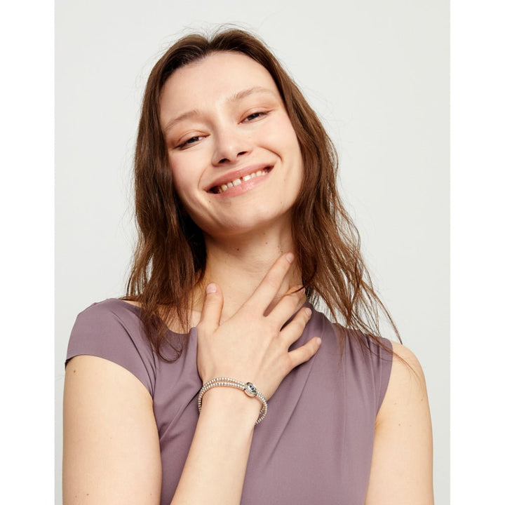 Unode50 Sterling Silver Two - Strand Beaded Blue an Eye - Shaped Charm Bracelet - MococoUNOde50PUL2599-M-SLV-BLBracelet