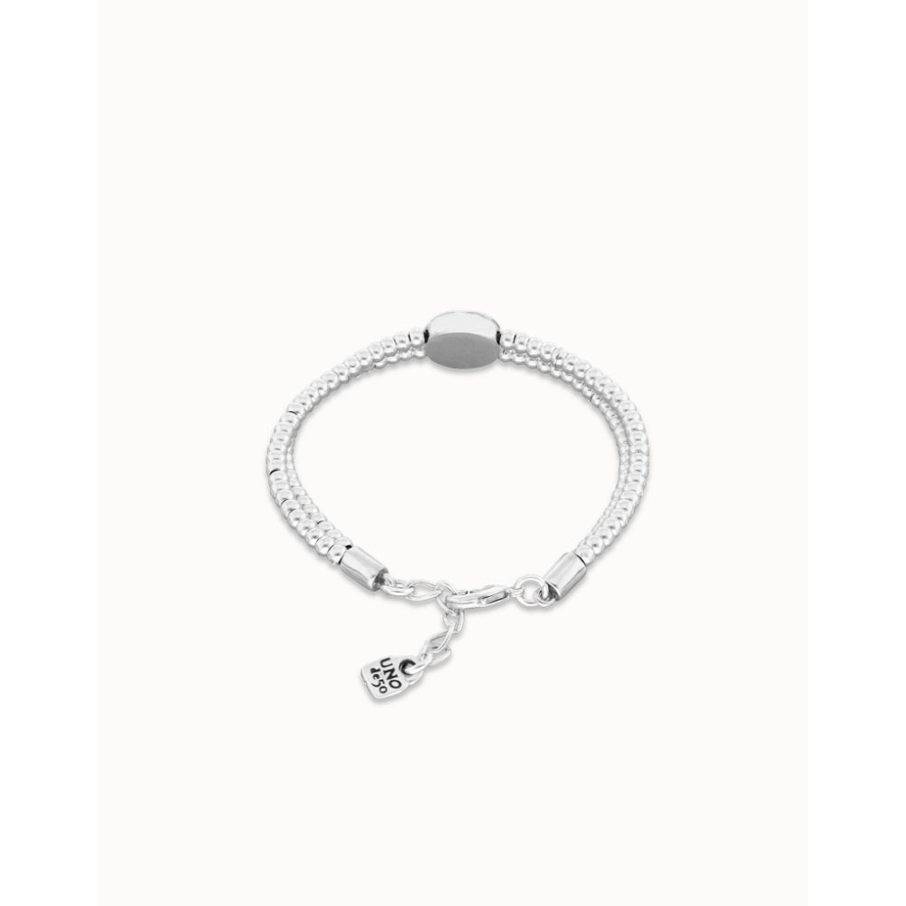 Unode50 Sterling Silver Two - Strand Beaded Green an Eye - Shaped Charm Bracelet - MococoUNOde50PUL2599-M-SLV-GRBracelet