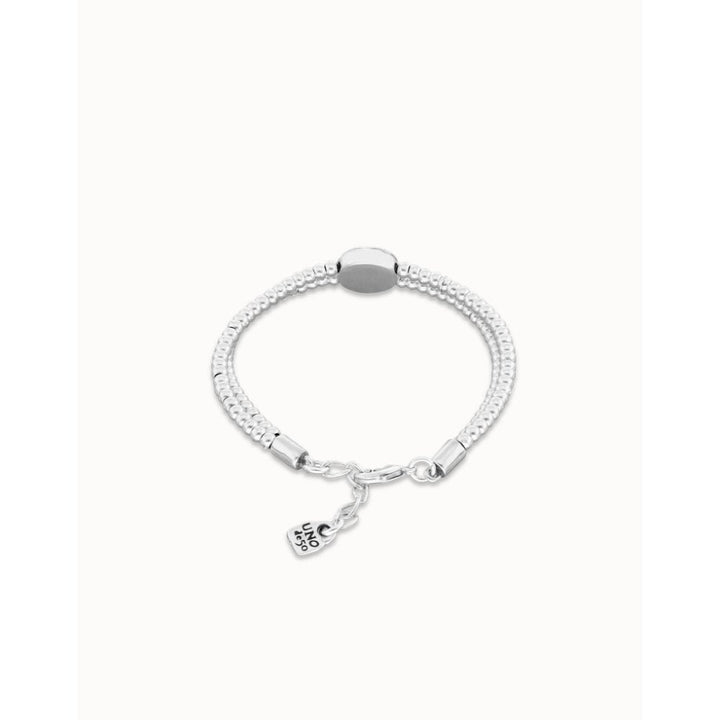 Unode50 Sterling Silver Two - Strand Beaded Green an Eye - Shaped Charm Bracelet - MococoUNOde50PUL2599-M-SLV-GRBracelet