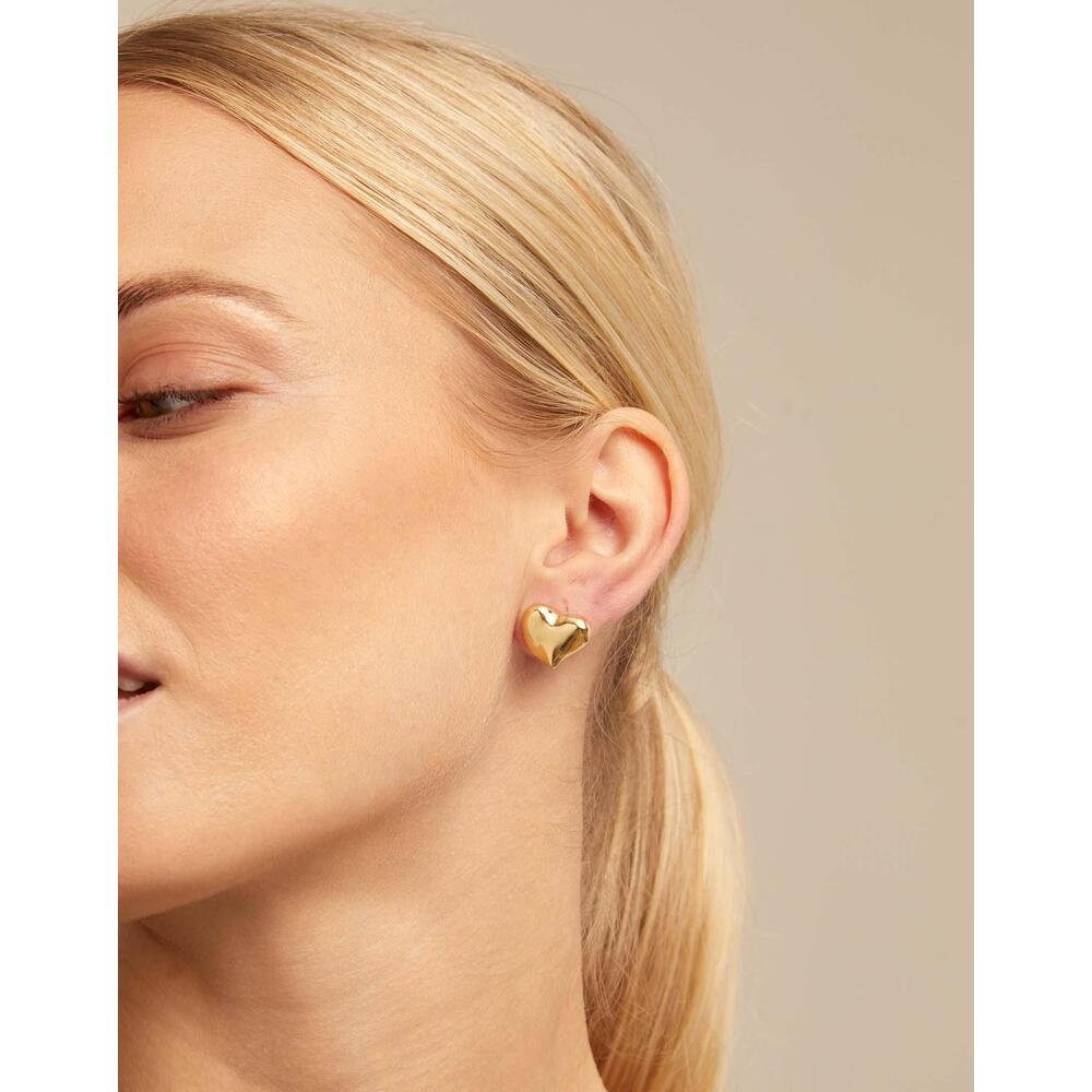 UNOde50 Sterling Silver/Gold - Plated Medium Sized Heart Shaped Earrings - MococoUNOde50PEN0829MTL000 - SEarrings