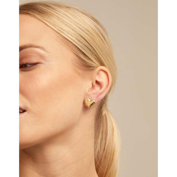 UNOde50 Sterling Silver/Gold - Plated Medium Sized Heart Shaped Earrings - MococoUNOde50PEN0829MTL000 - SEarrings