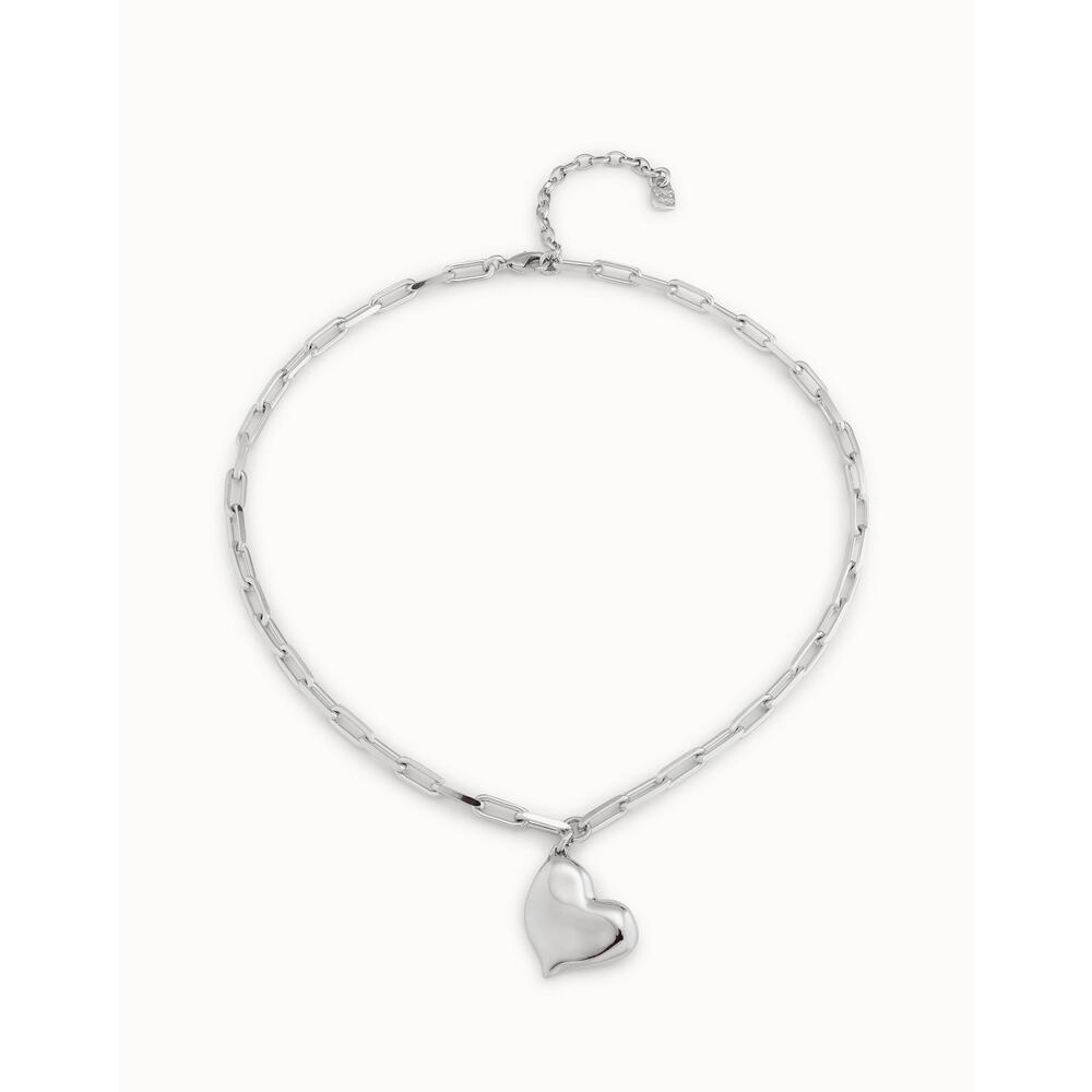 UNOde50 Sterling Silver/Gold - Plated Short Necklace With Medium Sized Link Chain And Medium Sized Heart - MococoUNOde50COL1669MTL000 - SNecklace