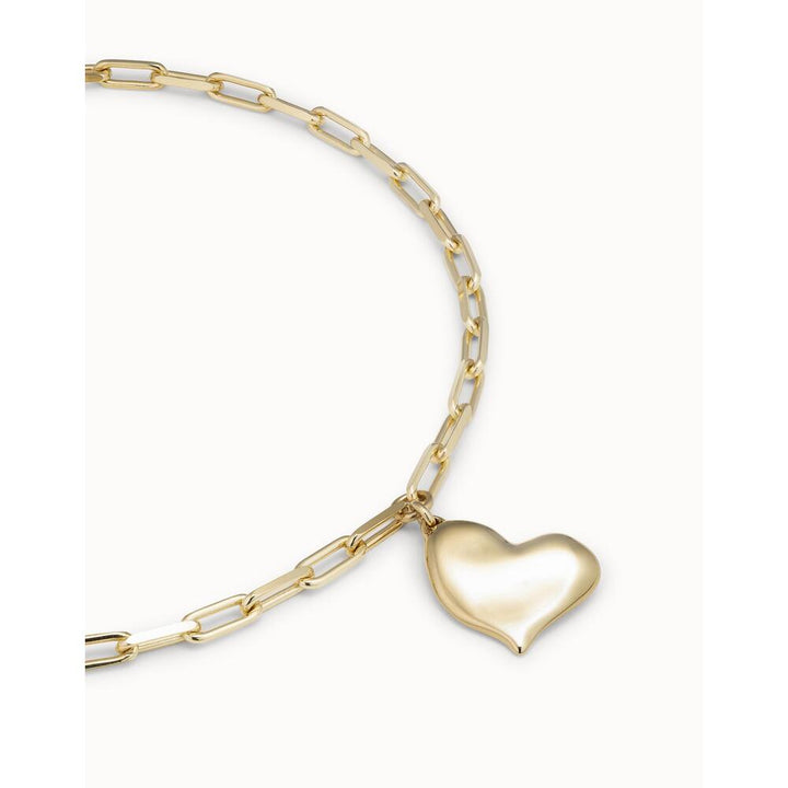 UNOde50 Sterling Silver/Gold - Plated Short Necklace With Medium Sized Link Chain And Medium Sized Heart - MococoUNOde50COL1669MTL000 - SNecklace